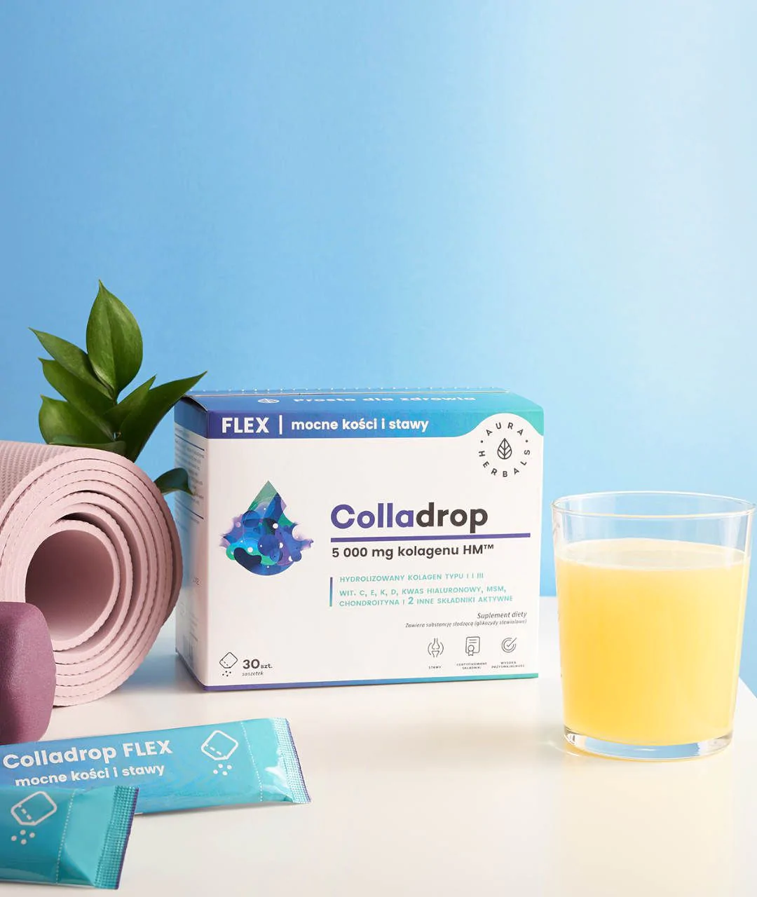 Colladrop Flex, marine collagen 5000 mg, sachets 30 pcs view.