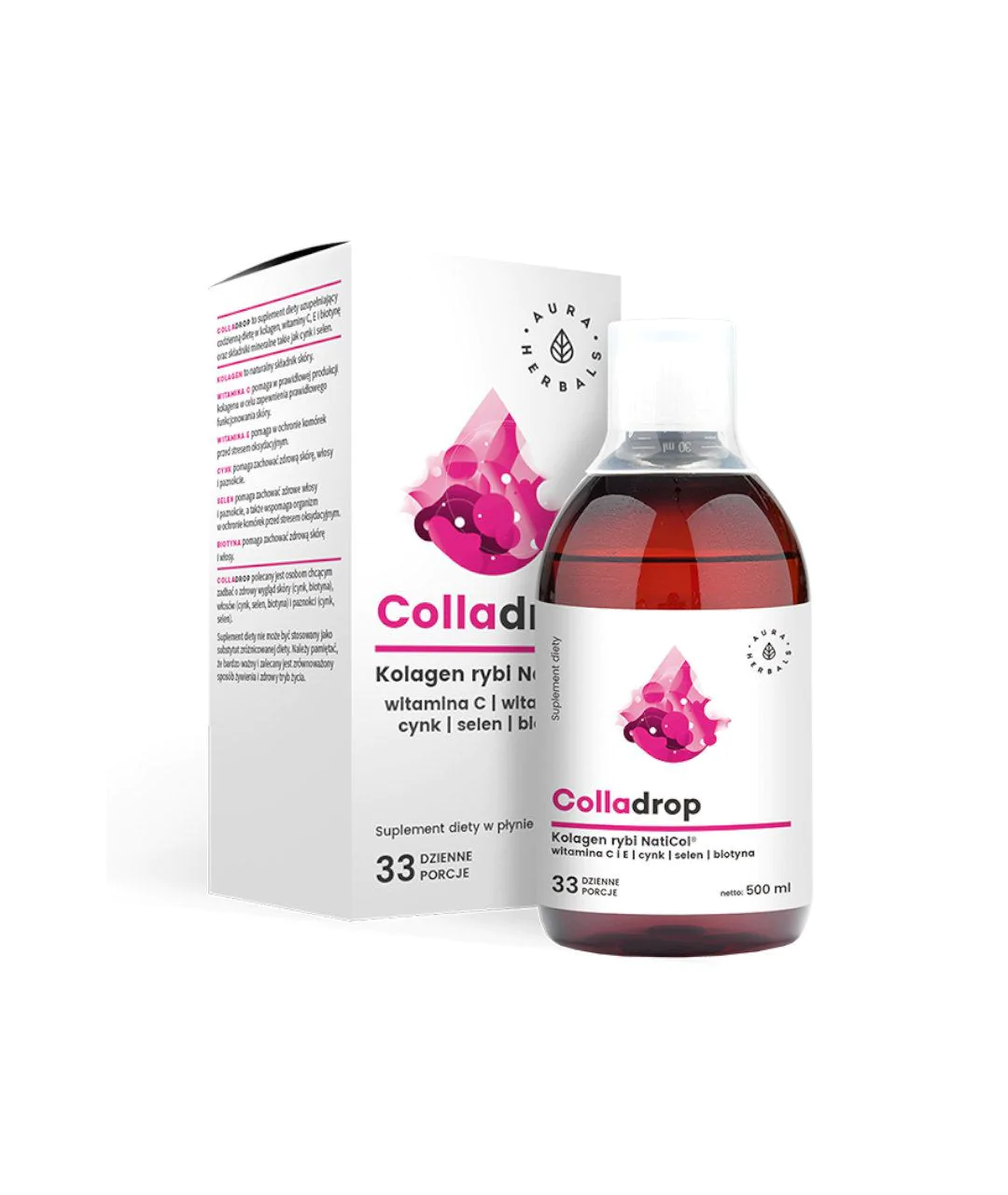 Colladrop, Kolagen rybi NatiCol® + witamina C, płyn 500ml Colladrop, Kolagen rybi NatiCol® + witamina C, płyn 500ml
