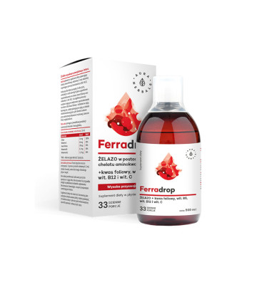 Ferradrop, żelazo + kwas foliowy, płyn 500ml - Aura Herbals 1