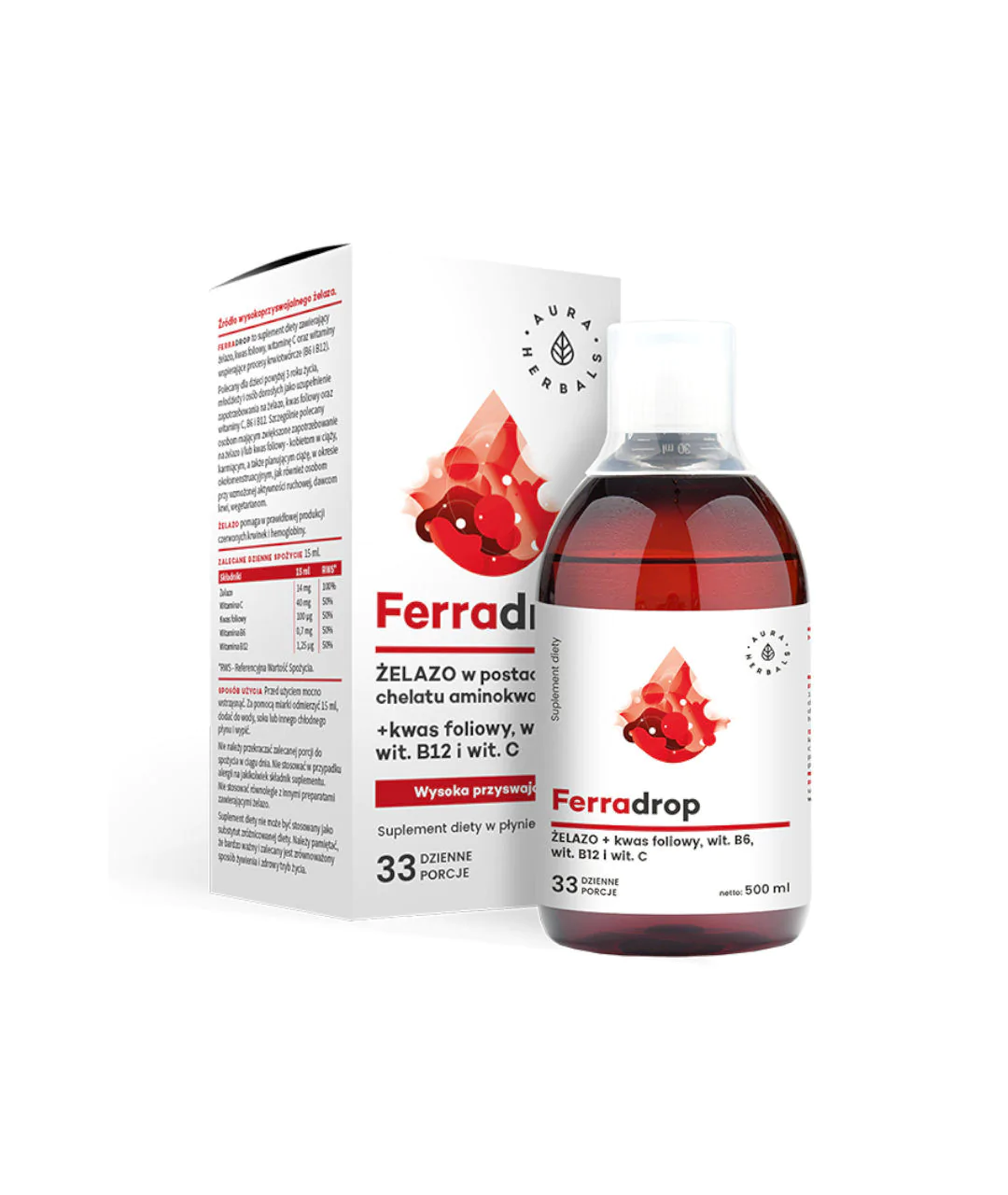 Ferradrop, iron + folic acid, liquid 500ml