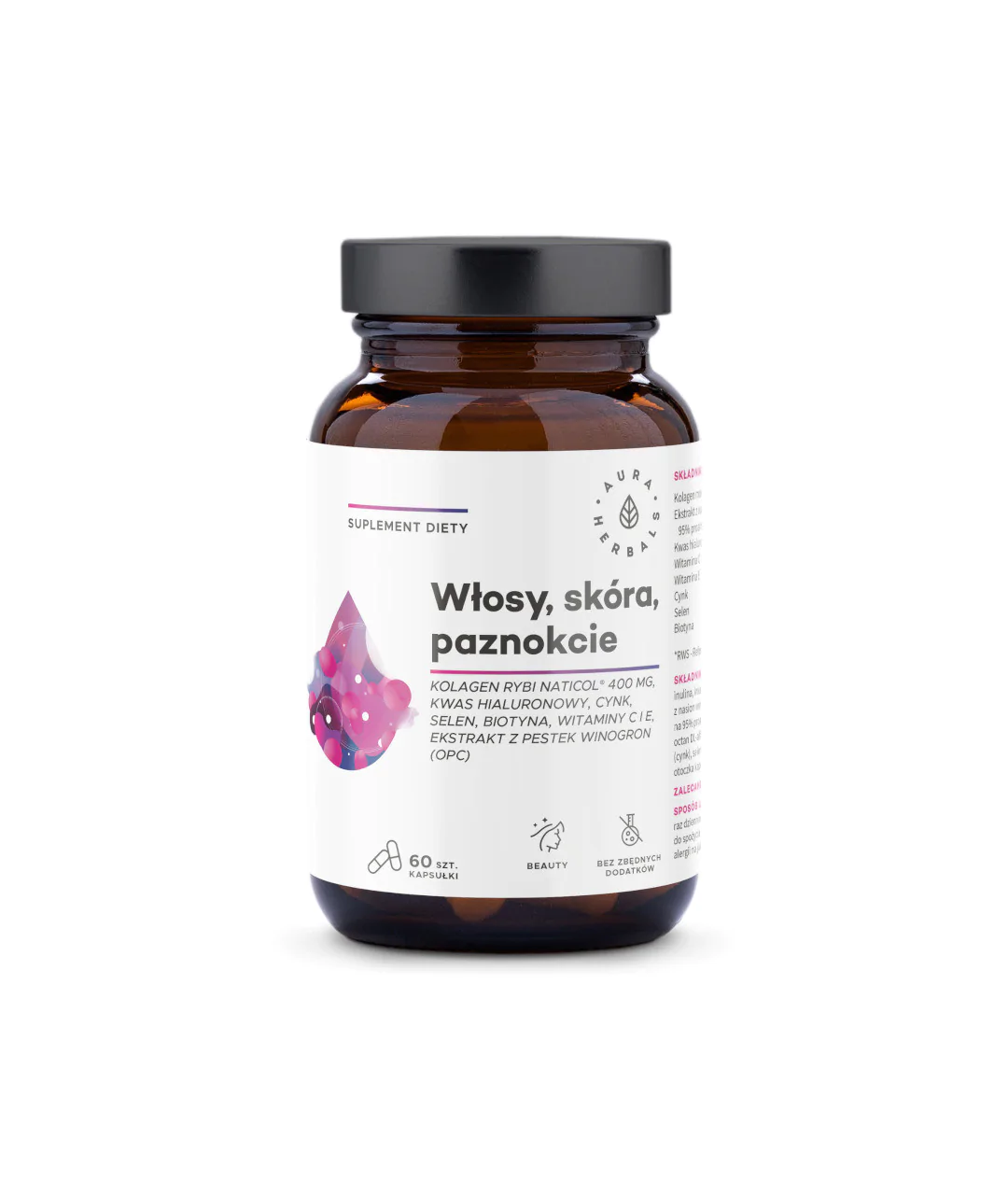 Kolagen Rybi NatiCol®, 800mg, Włosy, Skóra, Paznokcie, kapsułki 60 szt.