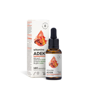 Vitamin ADEK, A + D3 2000 IU + E + K2, drops 30ml - Aura Herbals 1
