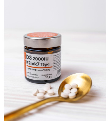 Vitamin D3 2000 IU + K2 MK7+ Zinc + Selenium, tablets approx. 90 pcs. - Aura Herbals 3