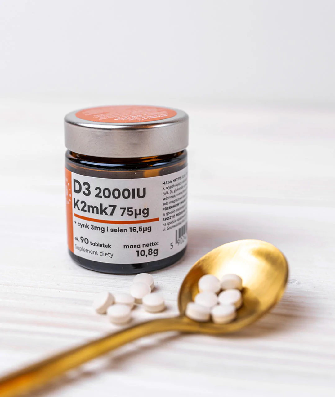 Vitamin D3 2000 IU + K2 MK7+ Zinc + Selenium, tablets approx. 90 tablets.