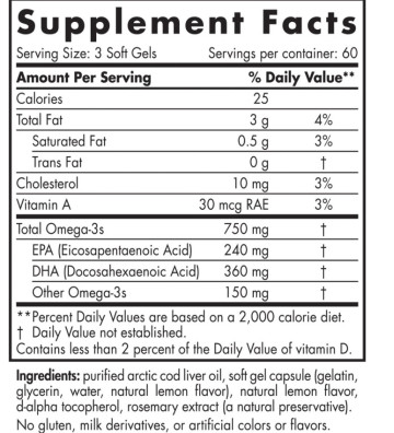 Suplement diety Arctic Cod Liver Oil, 750 mg Cytryna - 90 kapsułek miękkich - Nordic Naturals 3