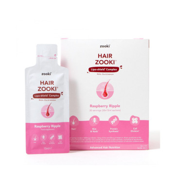 Liquid liposomal hair strengthening sachets with raspberry flavor 30 pcs. - zooki 1