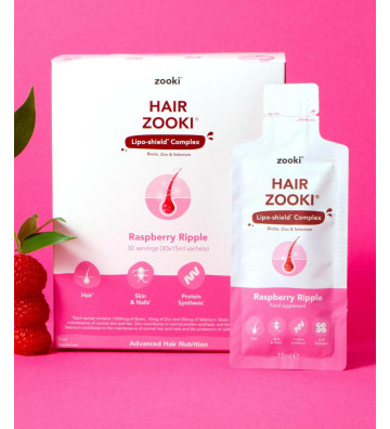 Liquid liposomal hair strengthening sachets with raspberry flavor 30 pcs. - zooki 2
