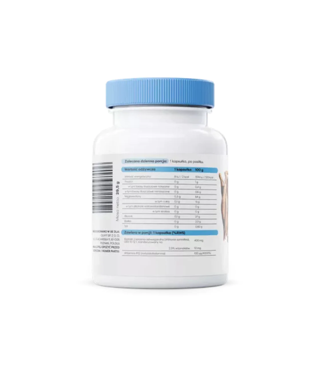 Suplement diety Ashwagandha Ekstra (Vital), 400mg - 60 kapsułek wegańskich bok