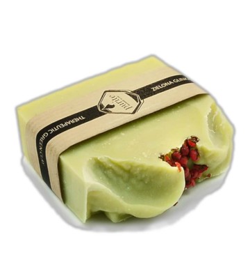 Green medicinal clay soap 100g close-up