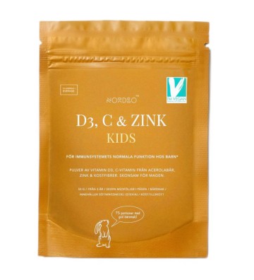 Suplement dla wzmocnienia odporności D3, C & Zink Kids 53g - Nordbo 2