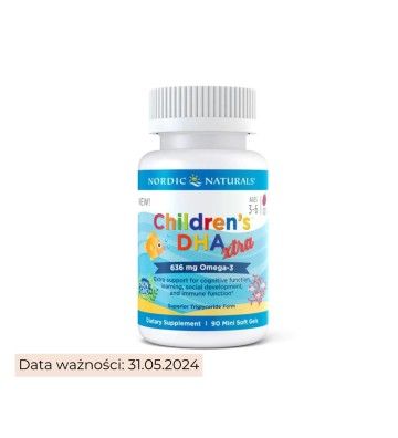Suplement diety Children's DHA Xtra, 636 mg Jagodowy Poncz - 90 kapsułek miękkich - Nordic Naturals 1