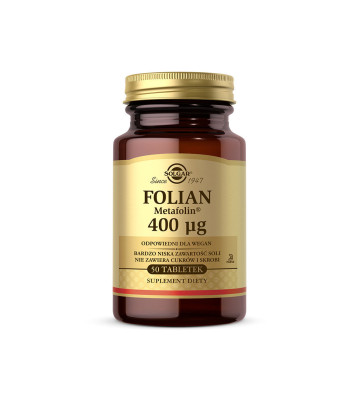 Folian (Metafolin) 400mcg 50 tabletek - Solgar 1