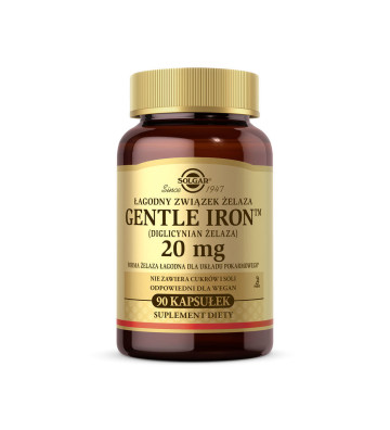 Gentle Iron (ferrous diglycinate) 20mg 90 capsules - Solgar 1