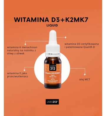 Suplement diety Vitamin D3+K2MK7 (2000 IU) 10ml - LABS212 3