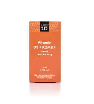 Dietary supplement Vitamin D3+K2MK7 Liquid 10ml pack.