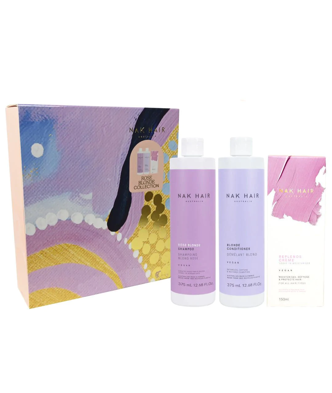 Rose Blonde - zestaw tonujący nadający różowych refleksów z nawilżającym kremem 375ml+375ml+150ml opakowanie