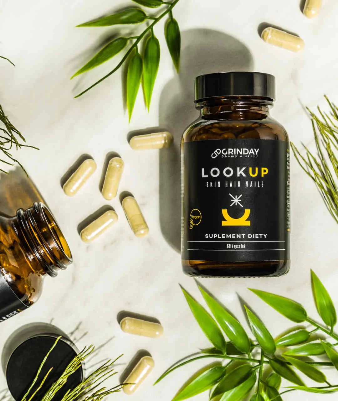 Grinday Look Up Skin Hair Nails - Formula Hair Skin Nails 60 Capsule pack - visualization