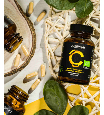 Grinday C from Organic Acerola Extract - bio vitamin C 60 Capsules.