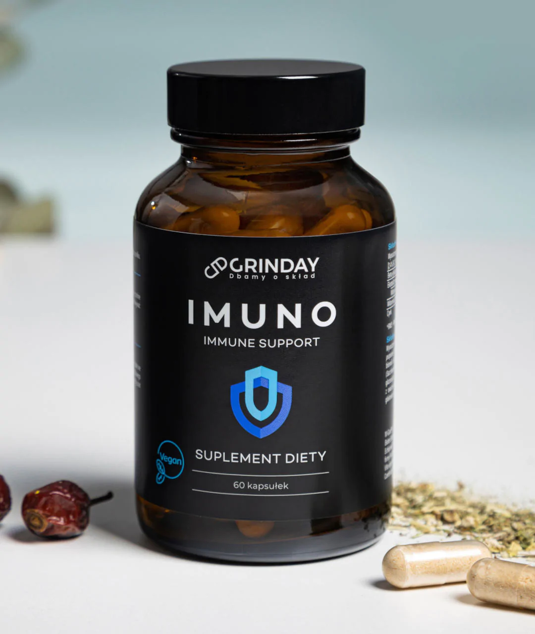 Grinday Imuno - Immune Support - Wsparcie Odporności 60 Kapsułek opakowanie - wizualizacja