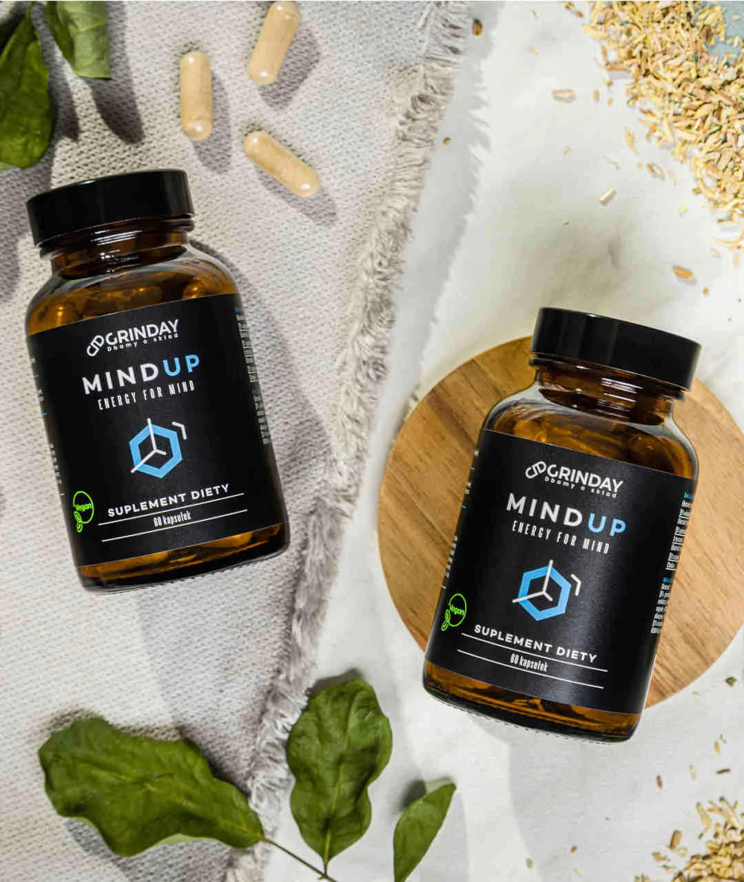 Grinday Mind Up Energy For Mind - Pamięć Koncentracja 60 Kapsułek opakowanie z daleka