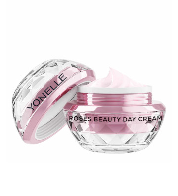 Roses Beauty Cream Saturated with Roses for Face and Under the Eyes Day 50 ml background pack