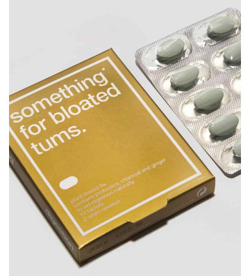 Something For Bloated Tums - Coś na wzdęte brzuszki 10 tabletek widok blister obok opakowania