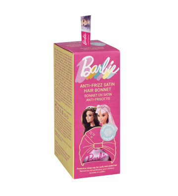 Satin Bonnet - Satynowy czepek chroniący kręcone i stylizowane włosy, Barbie™  opakowanie - wizualizacja