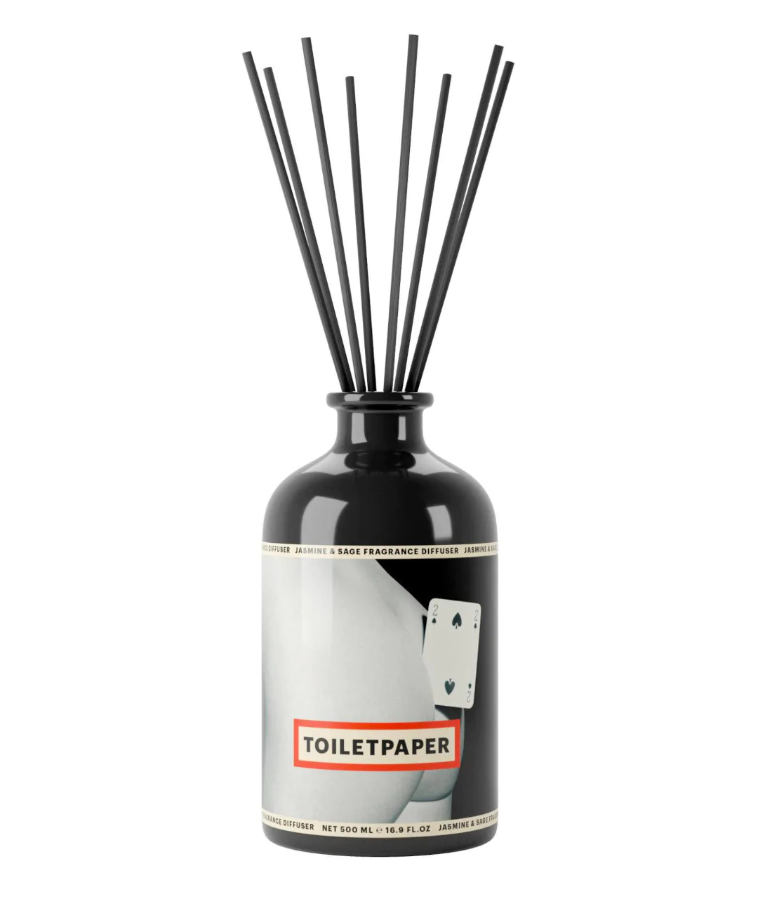 TOILETPAPER FRAGRANCE DIFFUSER 500ml "TWO OF SPADES" (Jasmine & Sage) package.