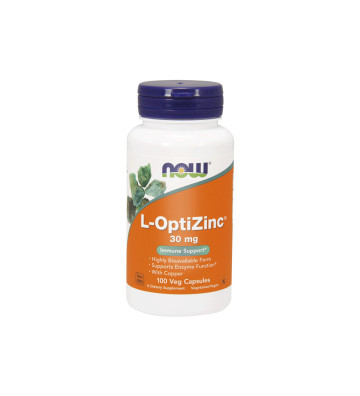 Cynk 30 mg L-OptiZinc z miedzią 100 szt. - NOW Foods