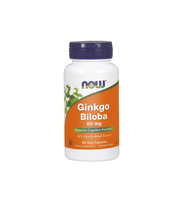 Wyciąg z liści Miłorzębu Japońskiego 60 mg (Ginkgo Biloba) 60 szt. - NOW Foods 1