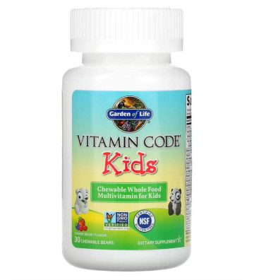 Vitamin Code Kids, Chewable Whole Food Multivitamin For Kids, Cherry Berry - 30 żelków zbliżenie