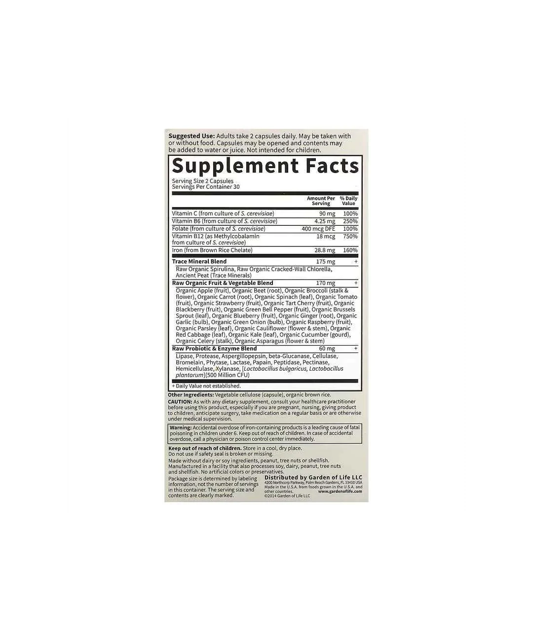 Vitamin Code Healthy Blood - 60 kapsułek wegańskich opakowanie tył