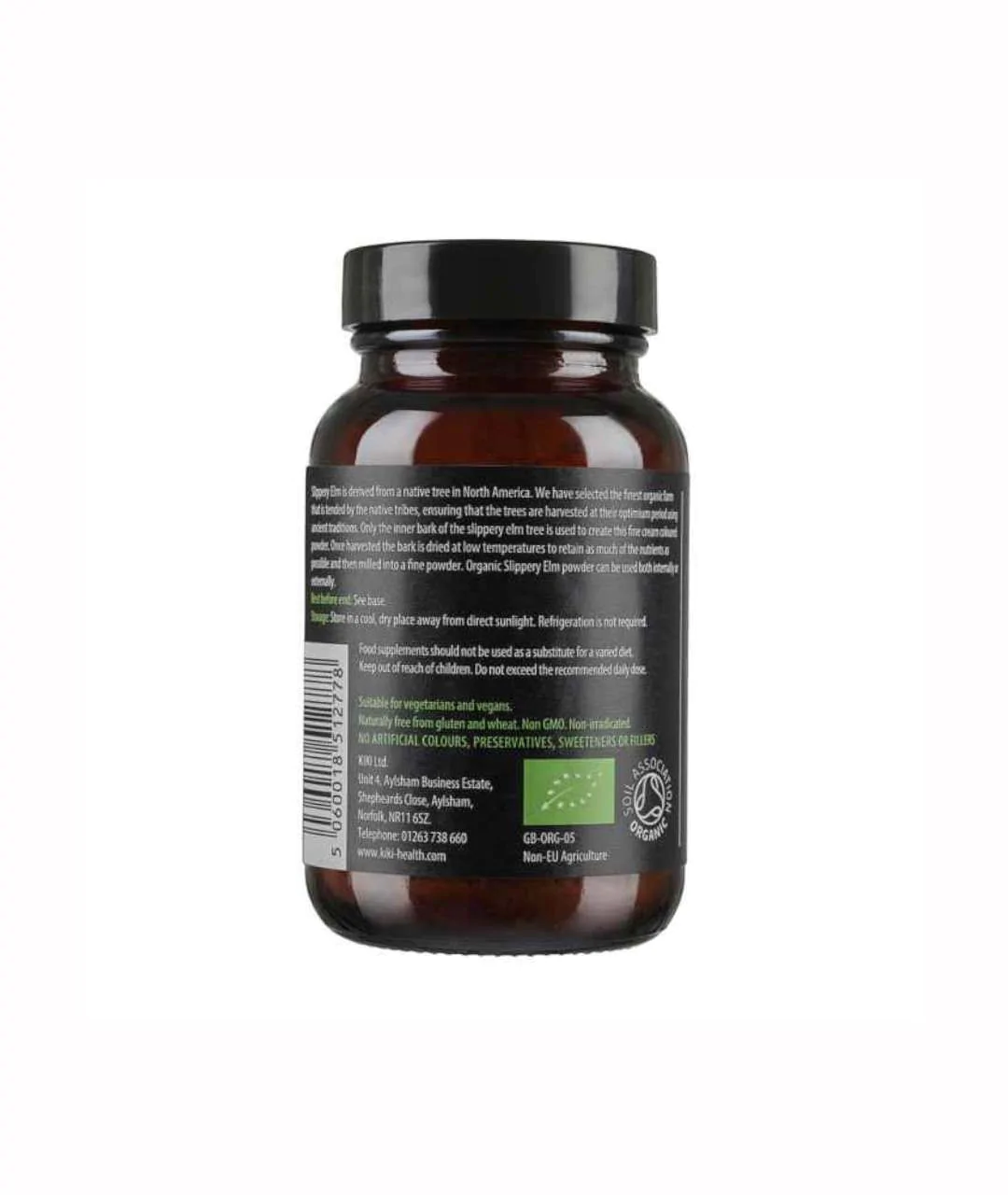 Dietary supplement Slippery Elm Powder Organic - 45 g back.
