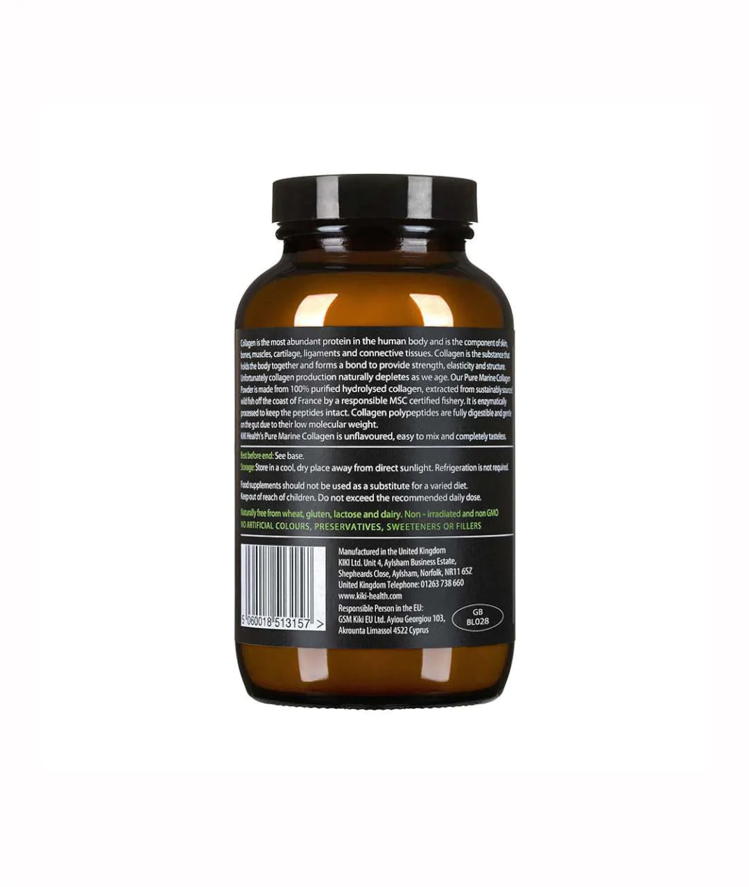 Pure Marine Collagen dietary supplement - 200 g back.