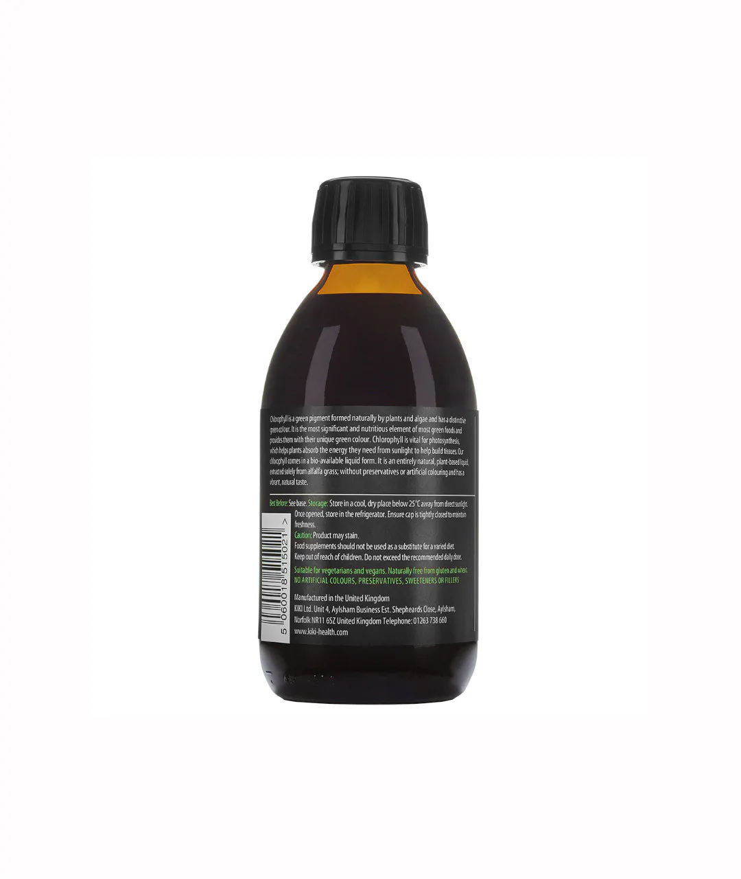 Dietary supplement Liquid Chlorophyll 250 ml back.