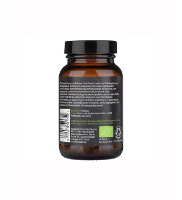 Dietary supplement Cordyceps Extract Organic, 400 mg - 60 vegetarian capsules back.