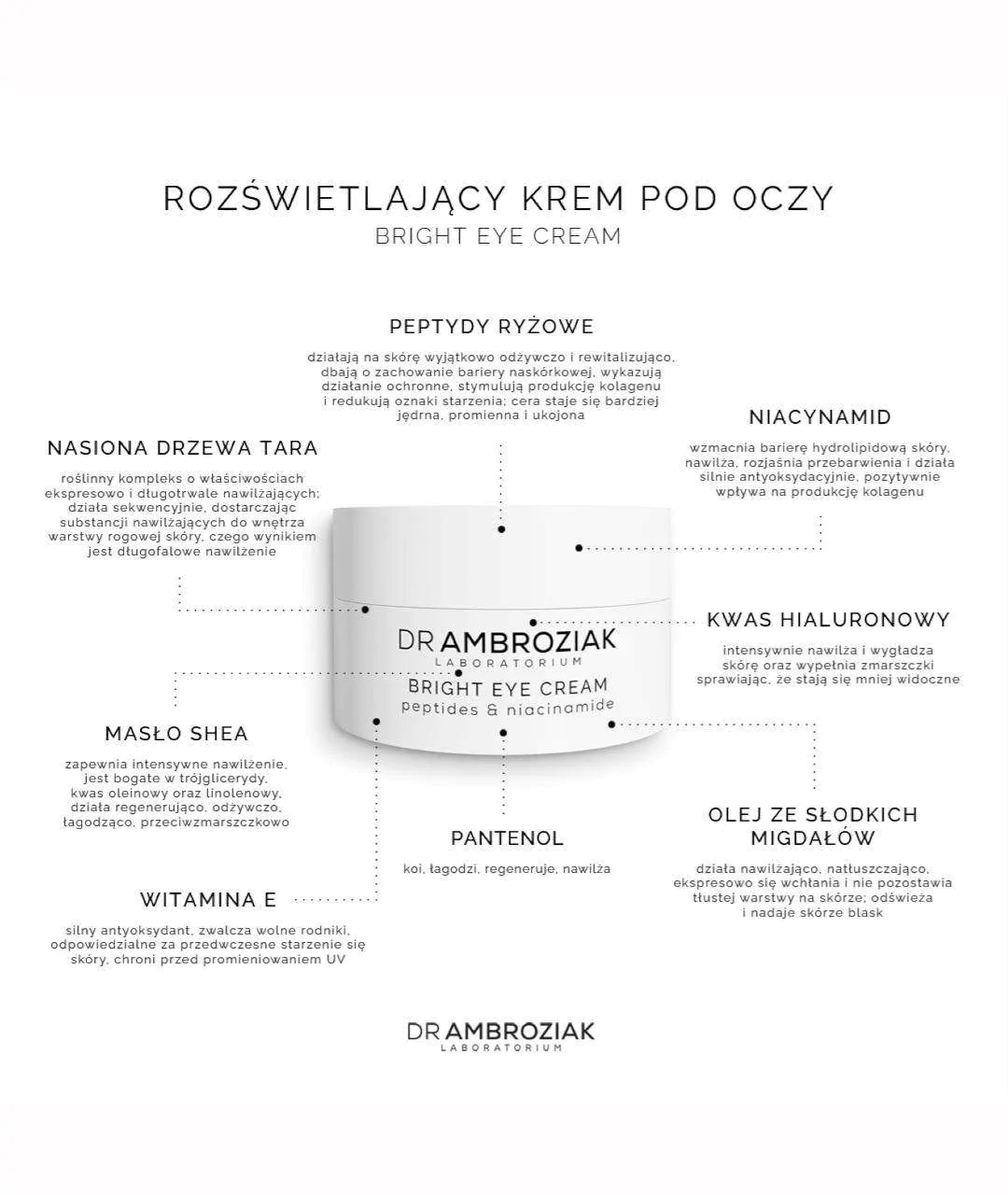 Bright Eye Cream Rozświetlający krem pod oczy 15ml składniki