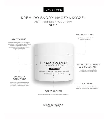 Anti-Redness Face Cream SPF 15 Krem do skóry naczynkowej SPF 15 50ml - Dr Ambroziak 4