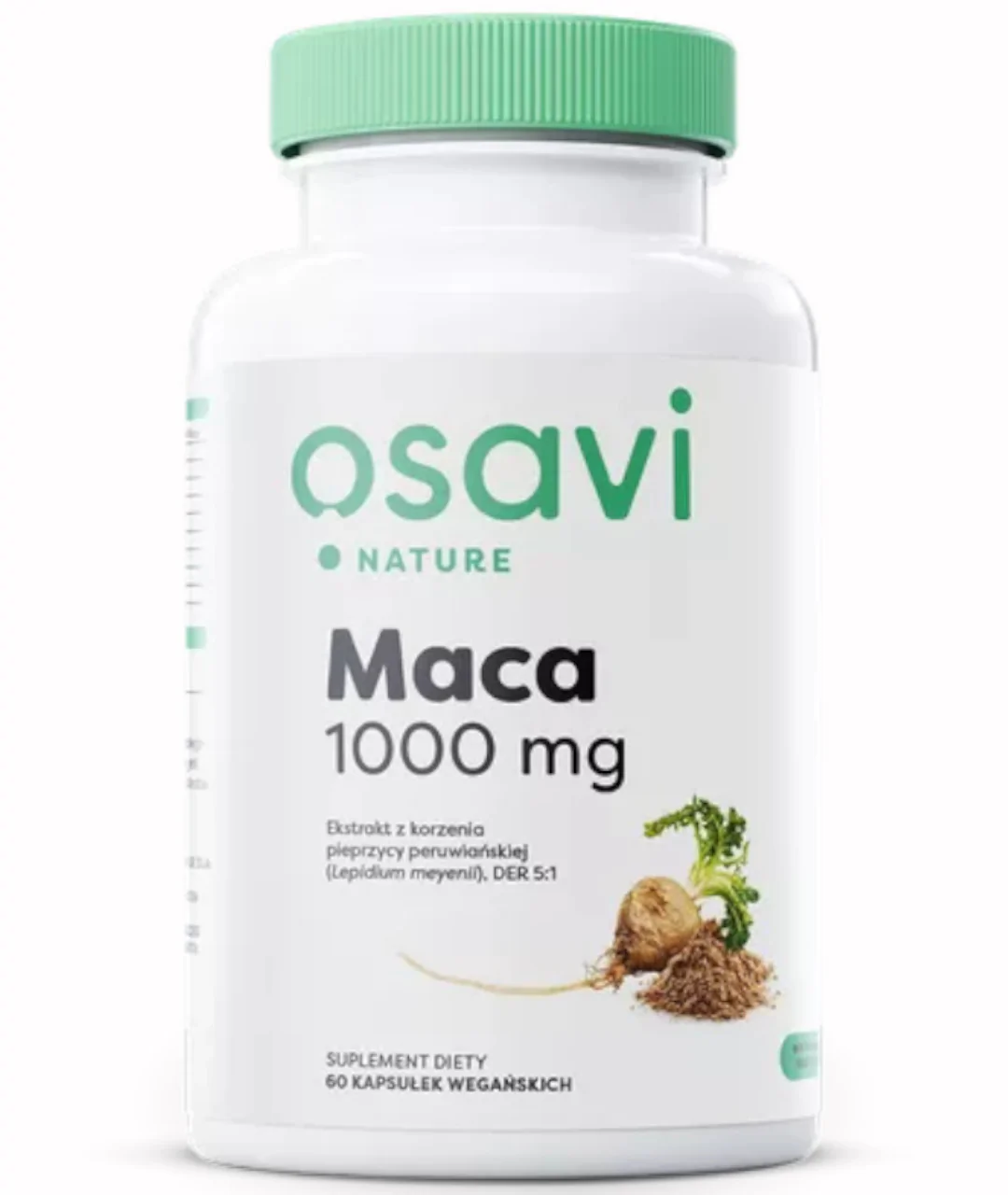Maca (Nature) dietary supplement, 1000mg - 60 vegan capsules close-up