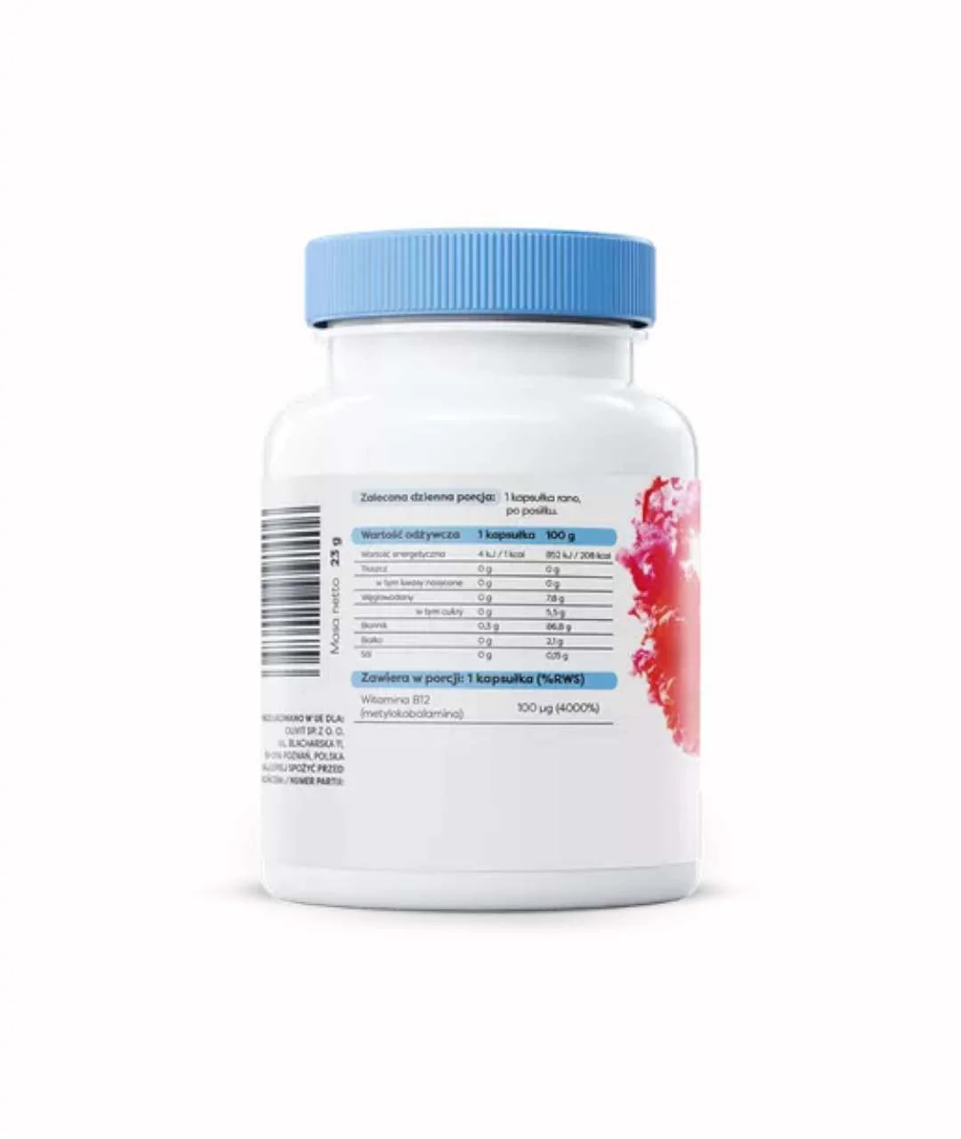 Suplement diety Witamina B12 Metylokobalamina, 100mcg - 60 kapsułek wegańskich bok