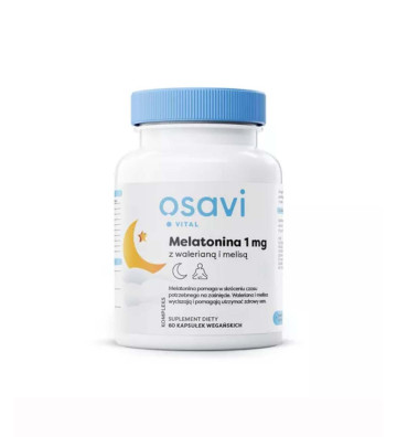 Dietary supplement Melatonin with Valerian and Melissa, 1mg - 60 vegan capsules - Osavi