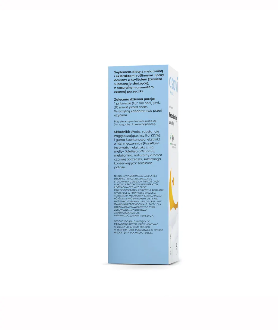 Dietary Supplement Melatonin with Passiflora Oral Spray, 1mg (Black Currant) - 25ml side 2