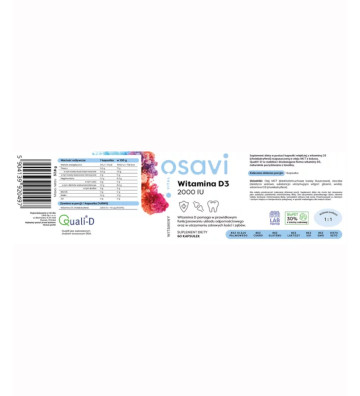 Dietary supplement Vitamin D3, 2000 IU - 60 soft capsules label