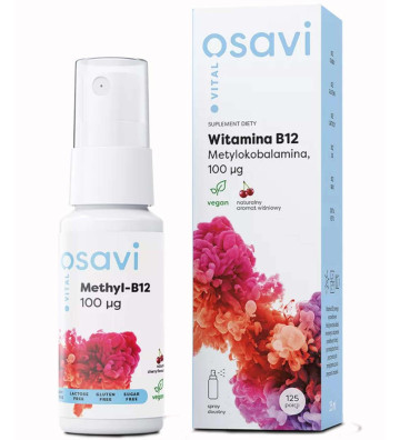 Dietary Supplement Vitamin B12 (Methylcobalamin) Oral Spray, 100mcg (Cherry) - 25ml - Osavi 2