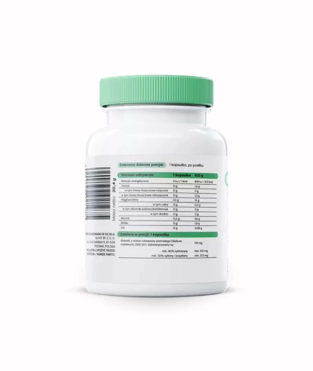 Suplement diety Ostropest Plamisty, Sylimaryna 100mg - 60 kapsułek wegańskich tył