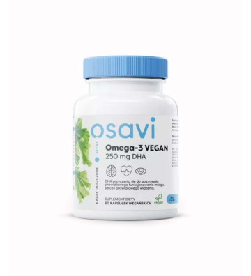 Omega-3 Vegan (Vital) dietary supplement, 250mg DHA - 60 soft, vegan capsules - Osavi 1