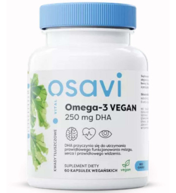 Omega-3 Vegan (Vital) dietary supplement, 250mg DHA - 60 soft, vegan capsules - Osavi 4