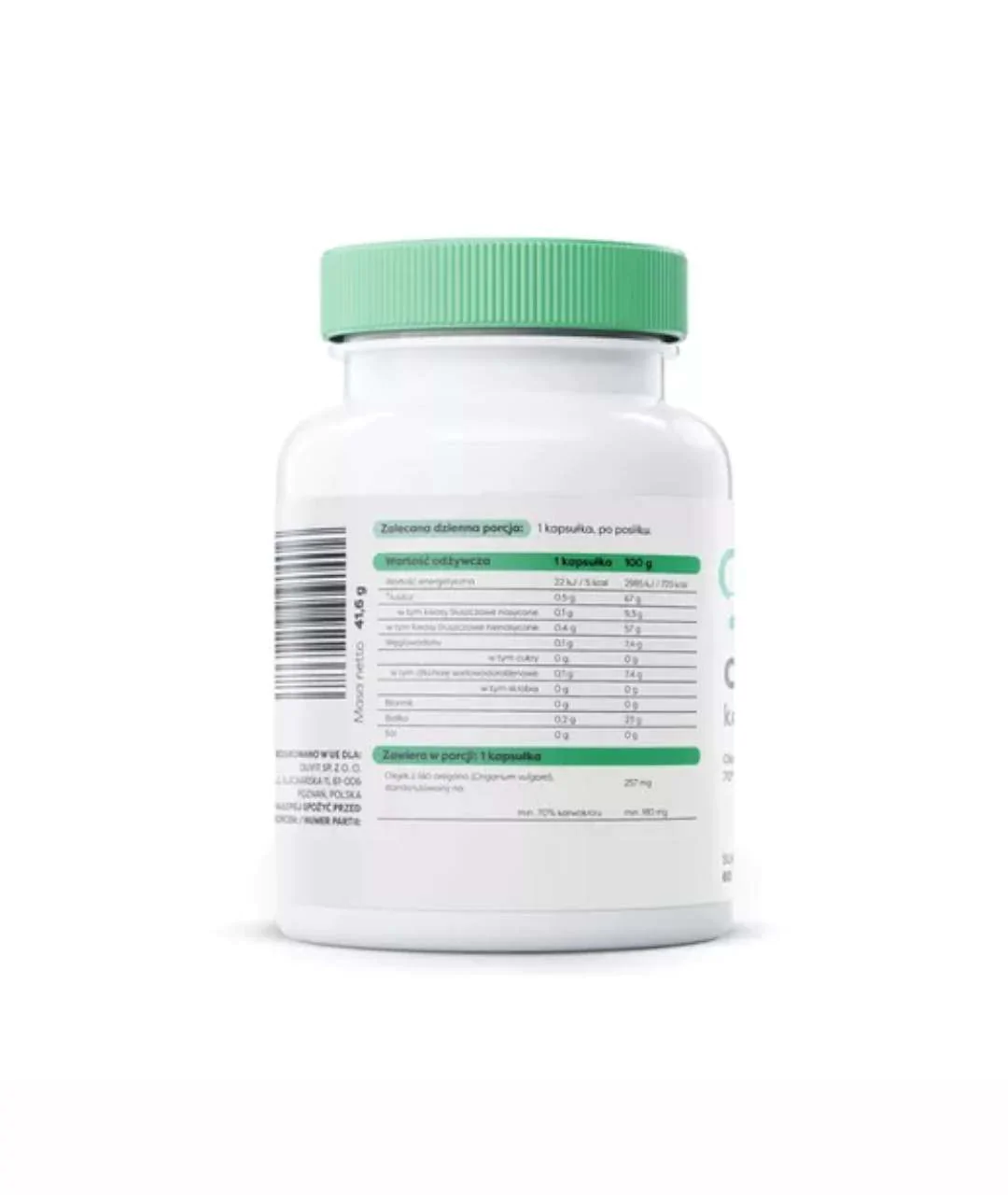 Suplement diety Olejek z Oregano Karwakrol, 180mg - 60 kapsułek dojelitowych tył