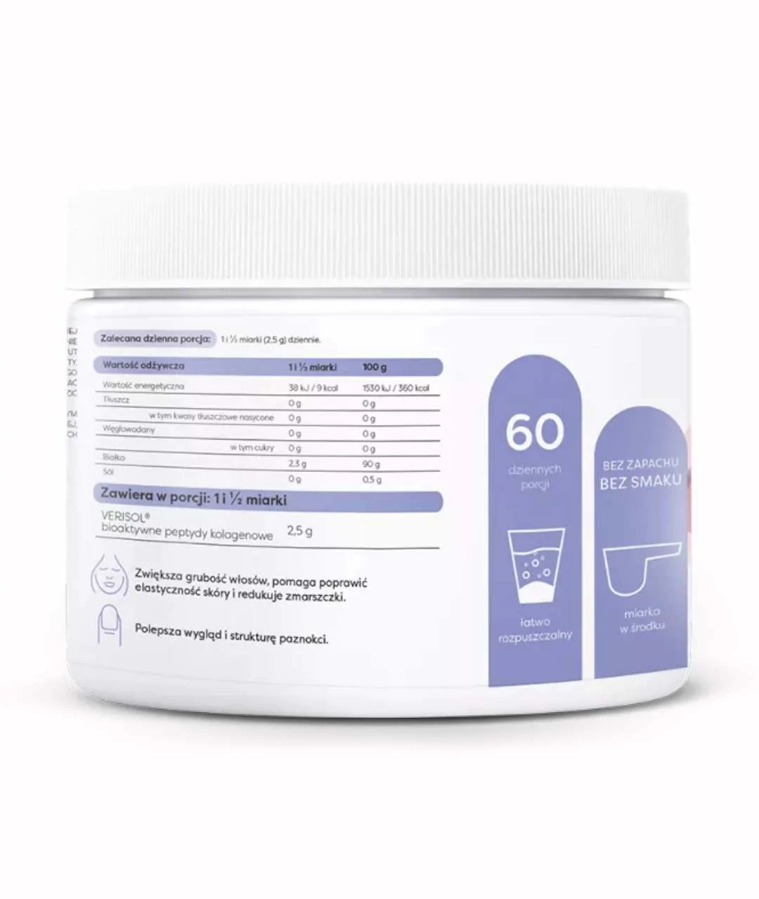 Dietary supplement Collagen Hair, Skin and Nails - 150g side.