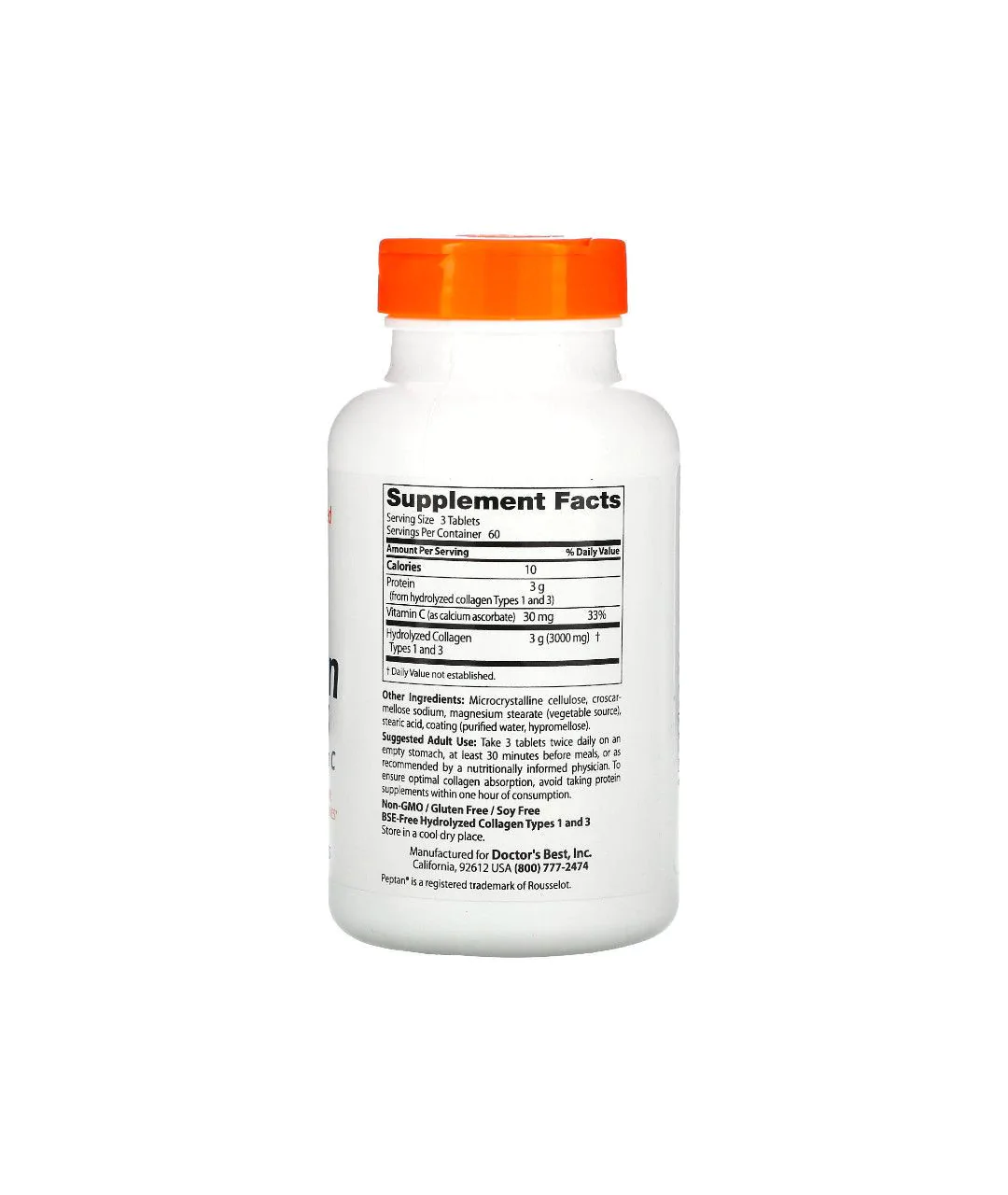 Kolagen typu 1 i 3 z Witaminą C 1000 mg 180 tabletek tył
